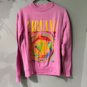NIRVANA Pink Multicolor Swirl Graphic Crewneck. Size S